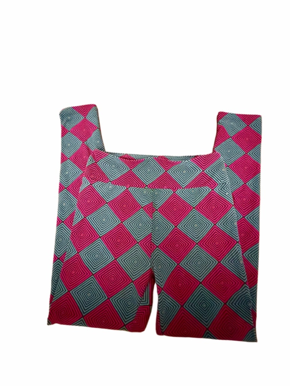 LuLaRoe OS Leggings Pink & Blue/Gray Geometric Diamond Print | Buttery Soft
